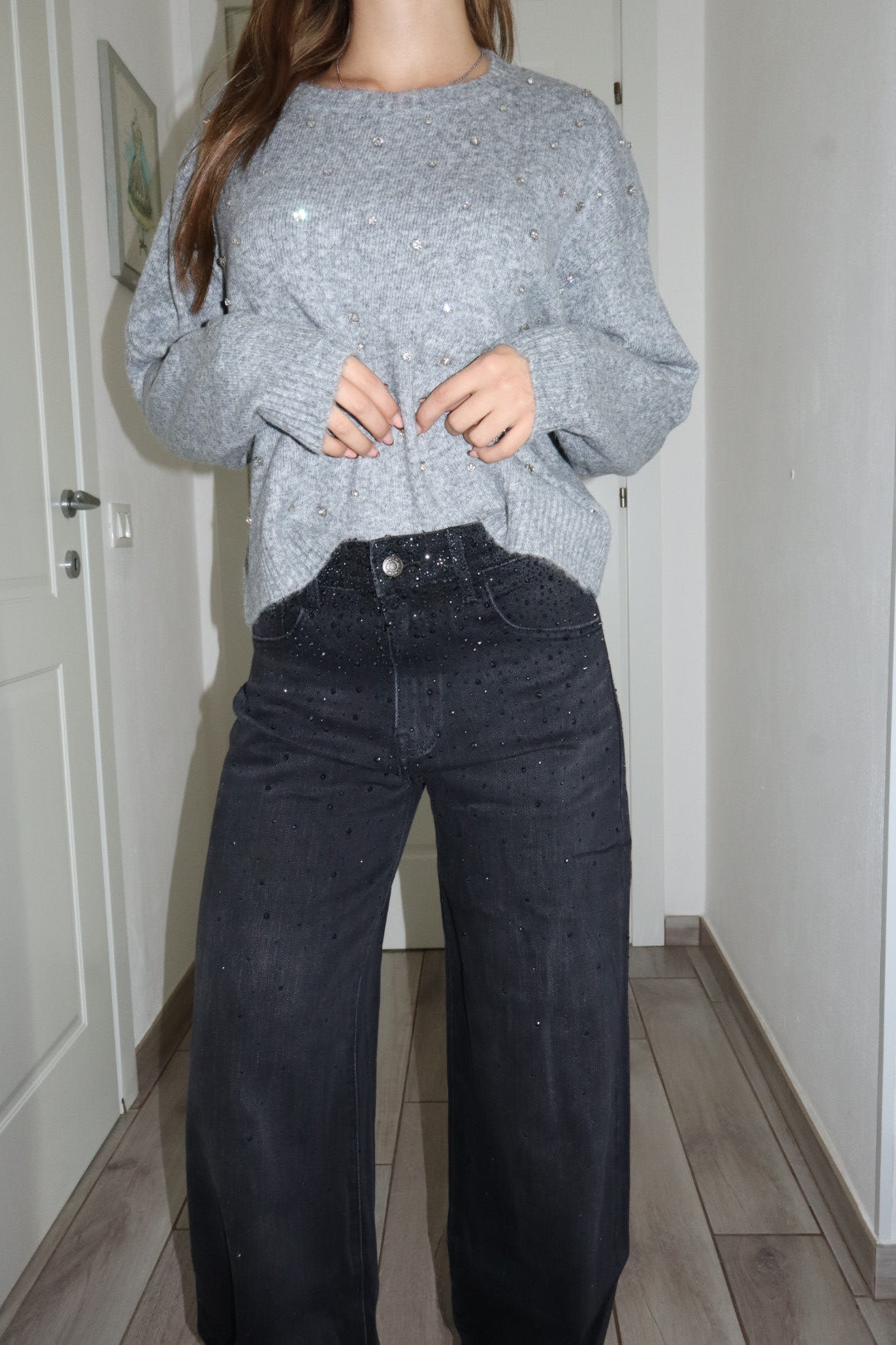 Jeans pioggia Shine black L