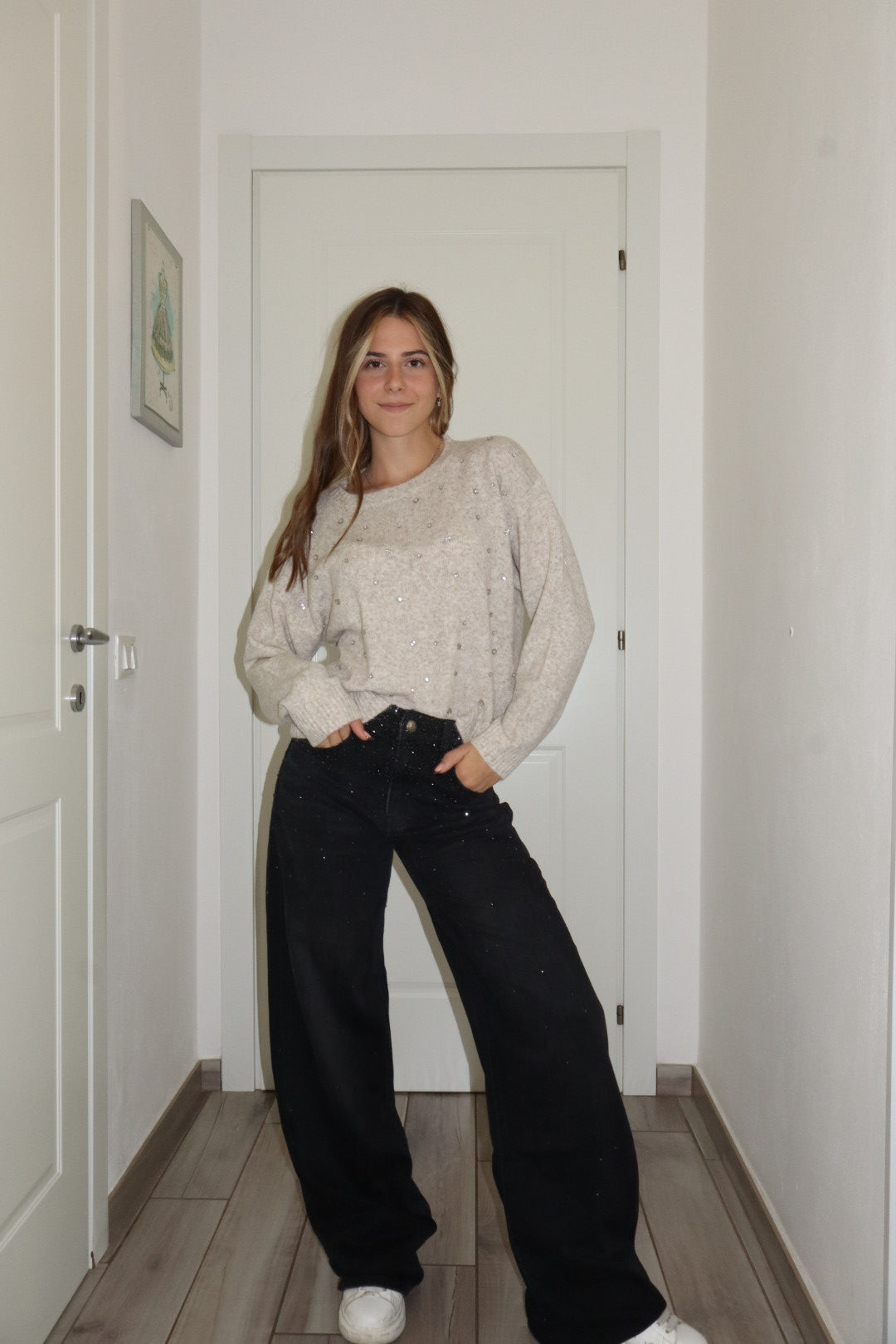 Jeans pioggia Shine black L