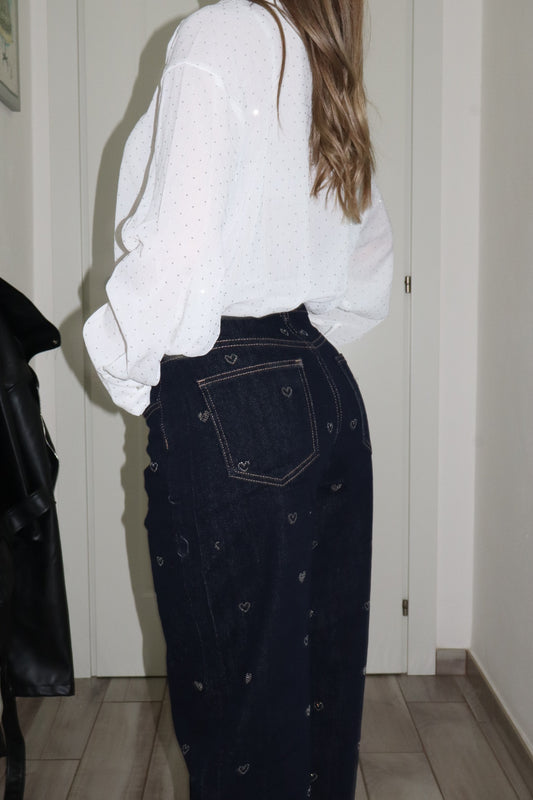 Jeans cuoricini crystal denim