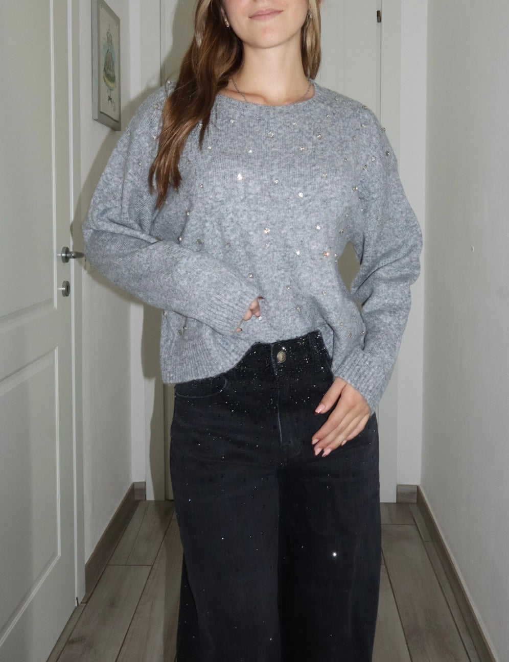 Jeans pioggia Shine black L